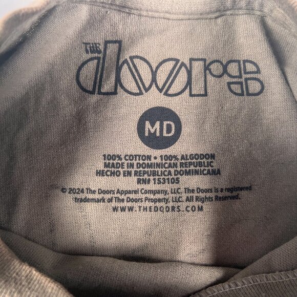 The Doors Band Mushroom Light Grey Gray Graphic Distressed Tee Size Medium - Picture 3 of 4